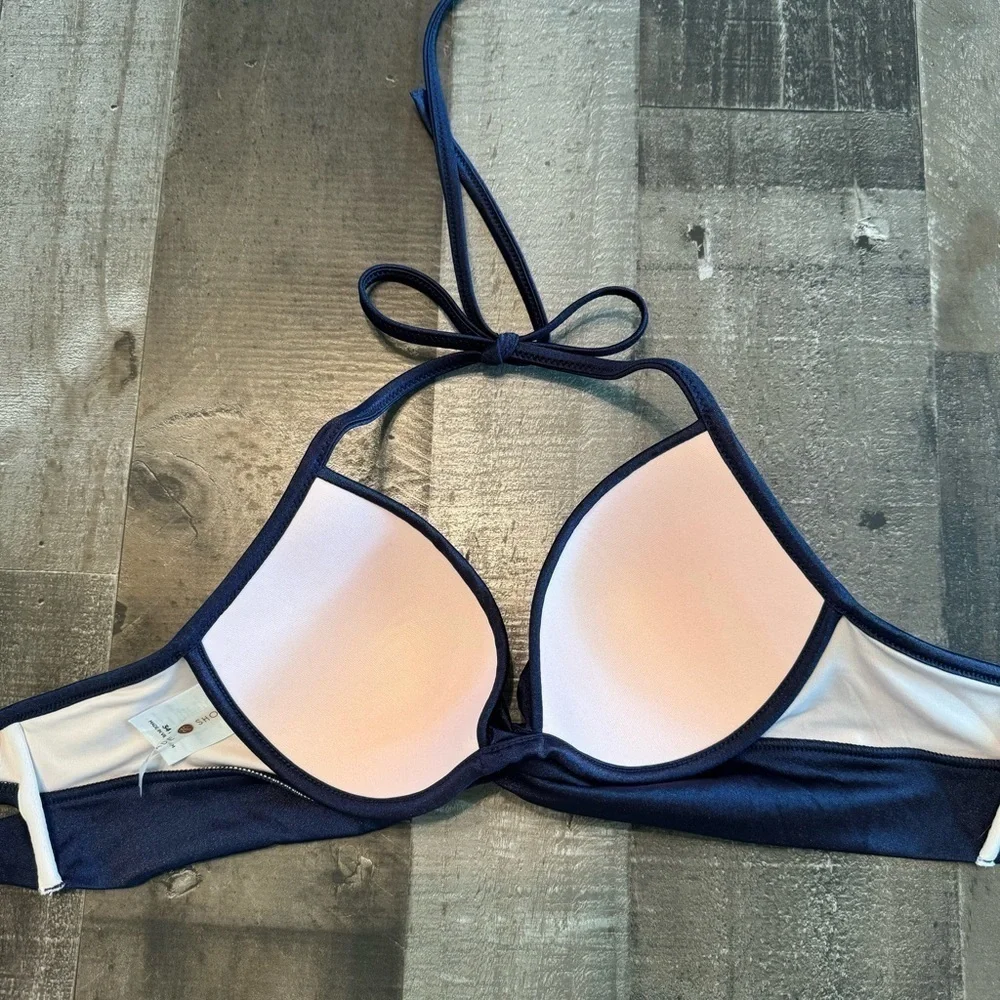 NWOT Shade & Shore Navy Bikini Top 34B